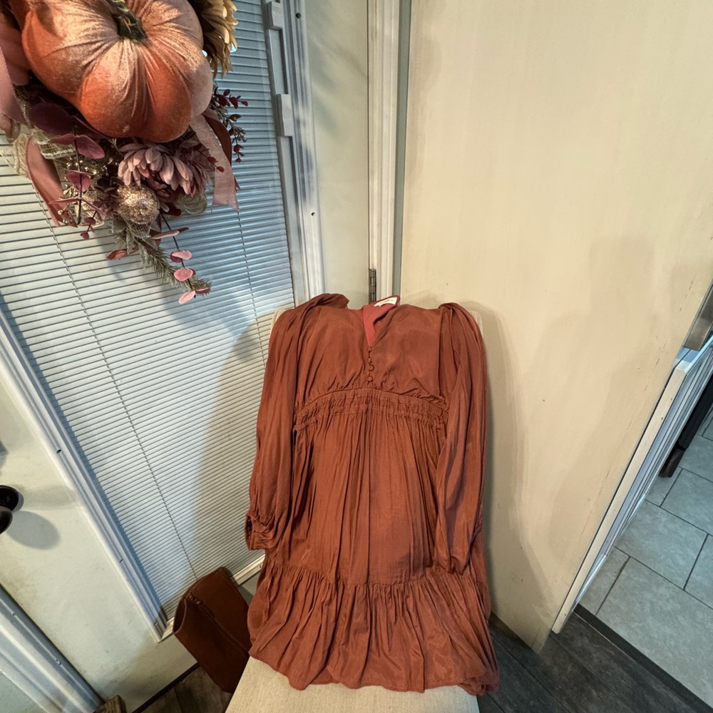Eesome Terracotta V-Neck Dress